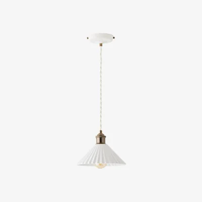 The Range Burford Ceramic Ribbed Ceiling Pendant Light / No - Cream