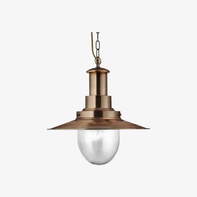 The Range Fisherman 1 Light Dome Ceiling Pendant Copper, Seeded Glass, E27 - Copper
