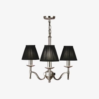 The Range Stanford 3 Light Multi Arm Ceiling Pendant Chandelier Polished Nickel, E14 - Polished Nickel Plate / 44cm / 155cm