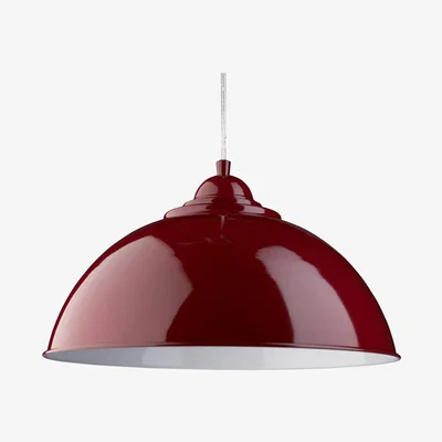The Range Fusion 1 Light Dome Ceiling Pendant Red with Metal Shade, E27 - Red