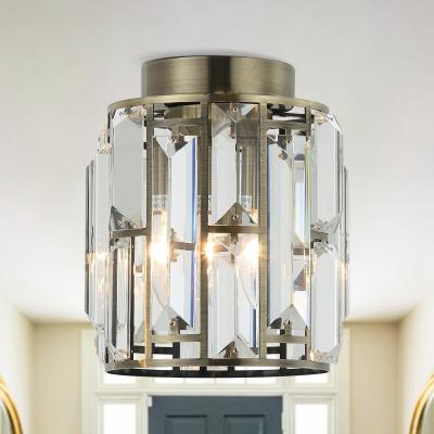 The Range Modern 1-Light Crystal Flush Mount Ceiling Light - Antique Bronze