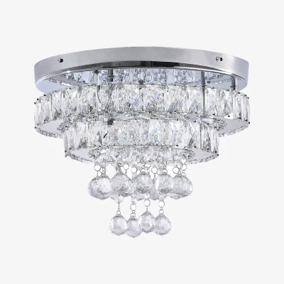 The Range Stainless Steel LED Ceiling Light with K9 Crystal Shade - Chrome & Transparent