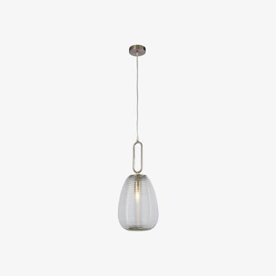 The Range 1 Light Ribbed Glass Pendant, Clear Glass, Satin Nickel - Satin Nickel