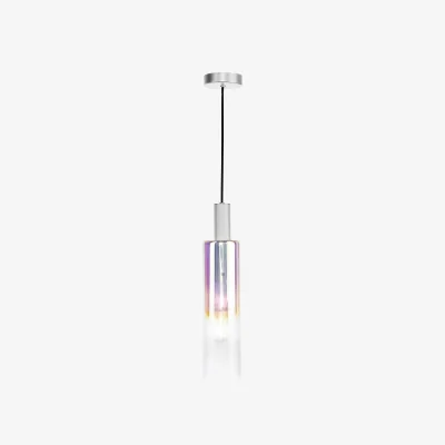 The Range Ruben Pendant Satin Silver Iridised Glass