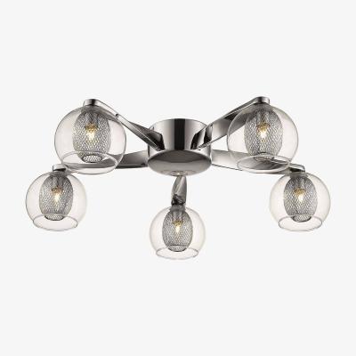 The Range Spring 5 Light Flush Multi Arm Mesh Ceiling Light Chrome, Clear, G9 - Chrome / 57cm