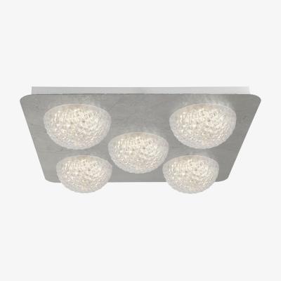 The Range 5 Light Led Ceiling Light - Silver Leaf With Clear Acrylic - Clear