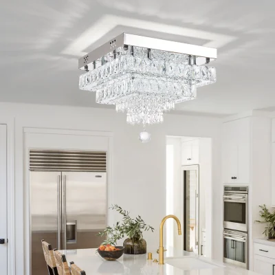 The Range 40W LED Double-Layer Crystal Ceiling Light with Droplets - Chrome