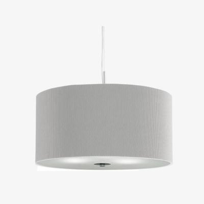 The Range Drum Pleat 3 Light Ceiling Pendant Chrome, Grey Glass Diffuser, E27 - Chrome