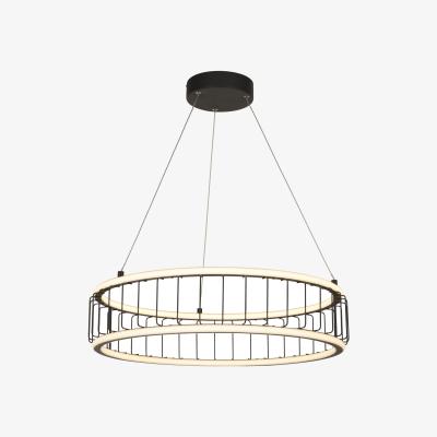 The Range Circolo Cage Drum Pendant Black Metal and White Silicon - Black / 60cm
