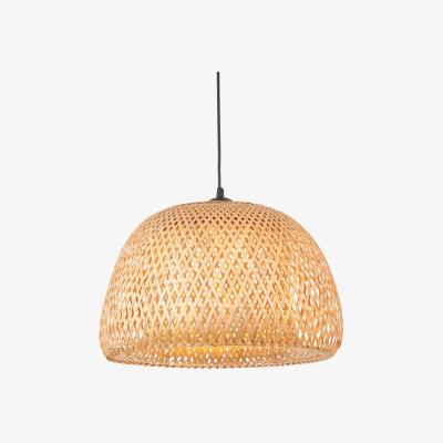 The Range Bali Single Pendant Ceiling Lamp, Natural Bamboo, White, Matt Black - Matt Black / 42cm