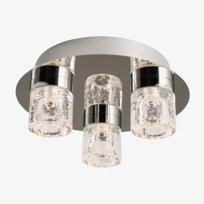 The Range Imperial 3 Light Bathroom Flush Ceiling Light Chrome, Glass Bubbles IP44 - Chrome