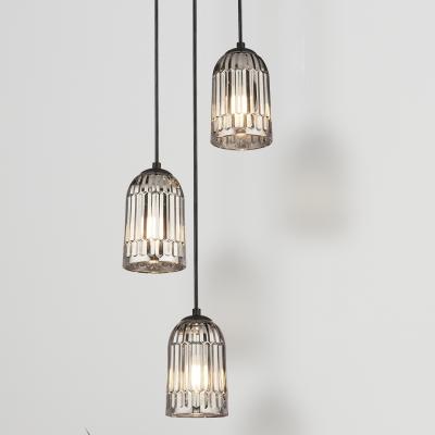 The Range 3 Light Multi Pendant with Smokey Shade  - Black