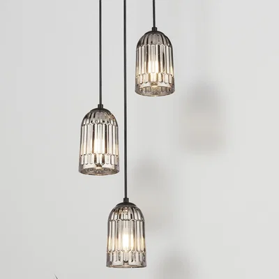 The Range 3 Light Multi Pendant with Smokey Shade  - Black
