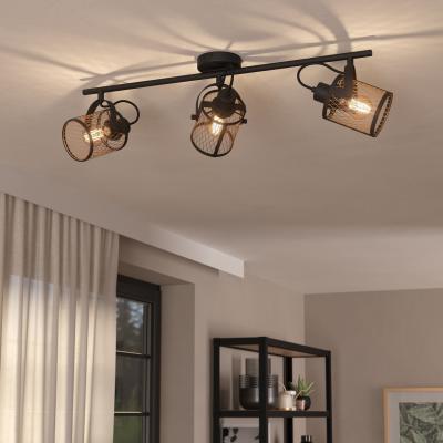 The Range Eglo Dellow 3 Black Steel Lattice Style Adjustable Spotlight - black