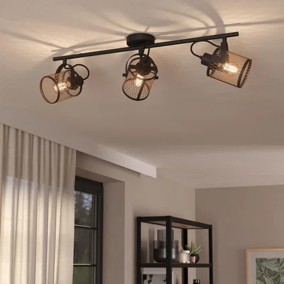 The Range Eglo Dellow 3 Black Steel Lattice Style Adjustable Spotlight - black
