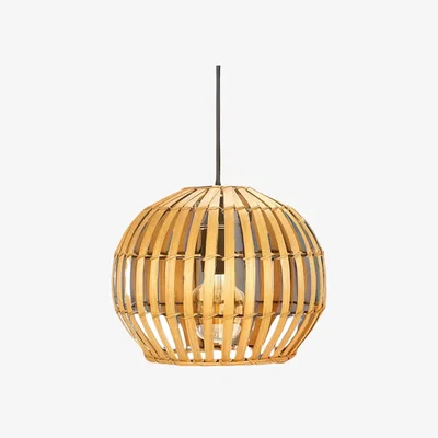 The Range Bambo Wicker Scandi Ceiling Light Pendant Shade - Natural Brown
