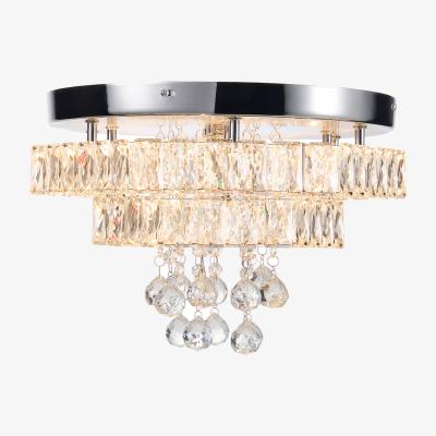 The Range Hexagon 2-layer Stainless Steel Crystal Ceiling Light with Remote Control - Chrome Colour