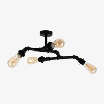 The Range Industrial Style 4 Way Black Pipework Angular Ceiling Light - Black