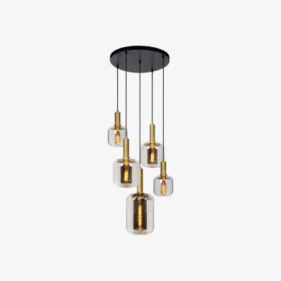 The Range Joanet Modern Cluster Pendant Light Smoke Grey - Brass