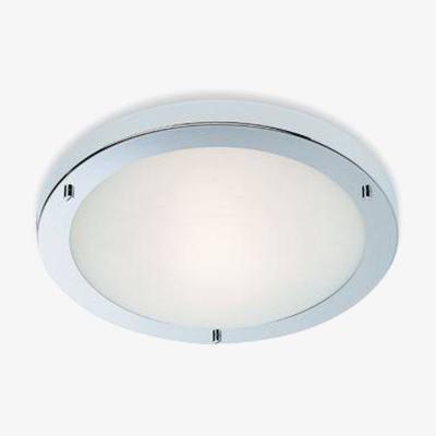 The Range Rondo 1 Light Flush Ceiling Light Chrome, Opal Glass IP54, E27 - Chrome
