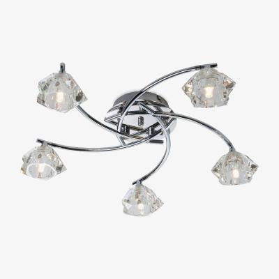 The Range Clara 5 Light Flush Multi Arm Ceiling Light Chrome, Clear Glass, G9 - Clear Glass