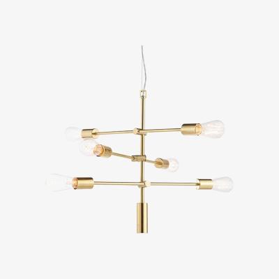 The Range Rubens Pendant Satin Brushed Gold Effect Plate 6 Light Dimmable IP20 - E27 - Satin brushed gold effect plate