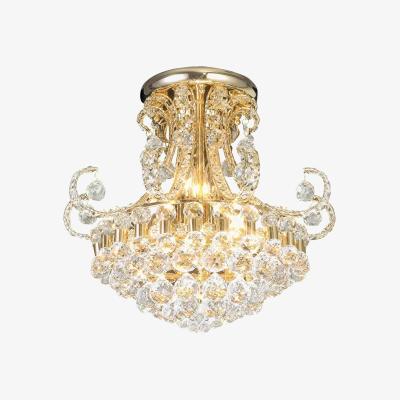 The Range Pearl Semi Flush Ceiling 9 Light French Gold, Crystal - French Gold