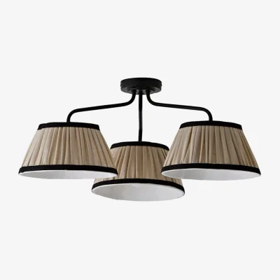 The Range Clara Black 3 Arm Ceiling Light with Pleated Shades - Black