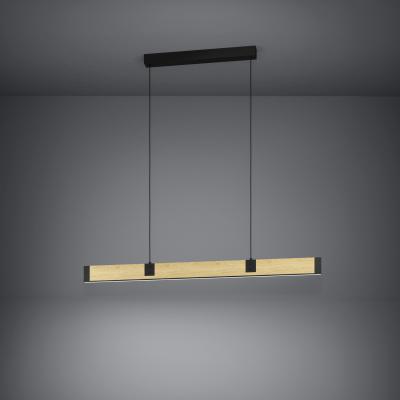 The Range EGLO CAMINARRO Modern Wood and Steel LED Pendant Ceiling Light - Black