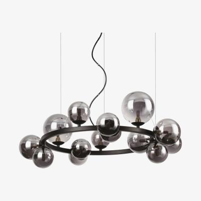 The Range Perlage 14 Light Round Globe Pendant Ceiling Light Black - Black