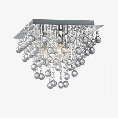 The Range Chrome Square Crystal Effect Droplet 3 Light Flush Ceiling Light - Chrome