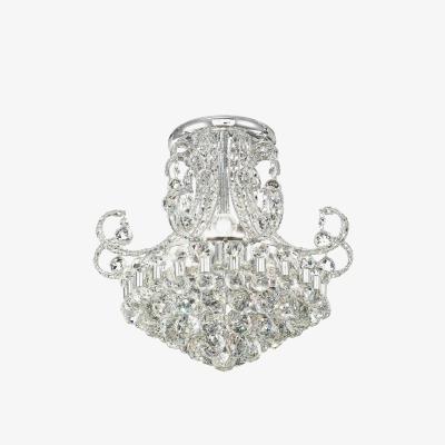 The Range Pearl Flush Ceiling Round 9 Light Polished Chrome, Crystal - Polished Chrome