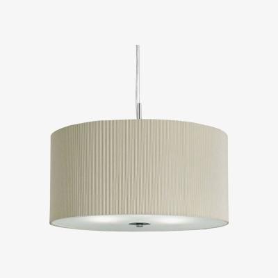 The Range Drum Pleat 3 Light Ceiling Pendant Chrome, Cream Glass Diffuser, E27 - Chrome / 60cm