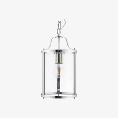 The Range Chester Ceiling Single Pendant Light - Polished Chrome Plate And Clear Glass