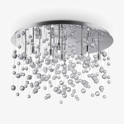 The Range Neve 12 Light Semi Blown Glass Bubbles Flush Ceiling Pendant - Chrome