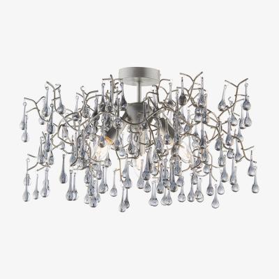 The Range Rimini 3 Light Ceiling Semi Flush Aged Silver Paint  Smokey Grey Tinted Glass - Aged Silver Paint & Smokey Grey Tinted Glass