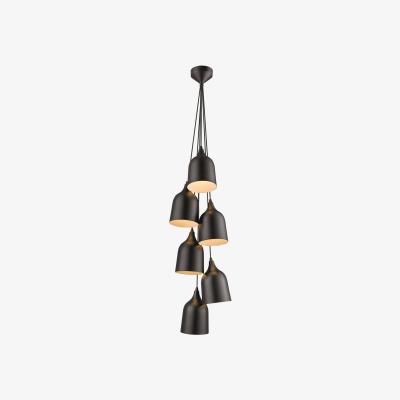 The Range Spring 6 Light Cluster Pendant Black, Matt Black, E27 - Black