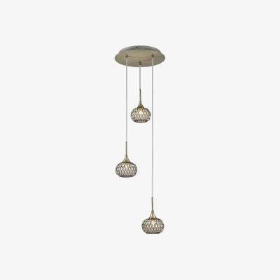 The Range Chelsie Ceiling Cluster Pendant 3 Light Round Antique Brass, Clear Glass - Antique Brass