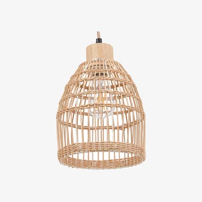 The Range Pendant Light with Woven Bamboo Lampshade - Brown / 18cm