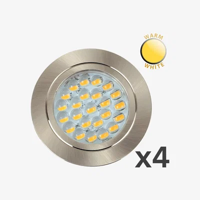 The Range 4 Pack Brushed Chrome 12V GU10 Ceiling Downlight Fittings Warm White - Silver