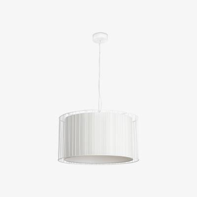 The Range Linda 1 Light Round Ceiling Pendant White with Shade, E27 - White