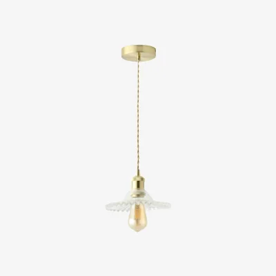 The Range Lucrezia Brushed Gold Ceiling Pendant Light with Clear Frilled Glass Lampshade / No - Gold / 1