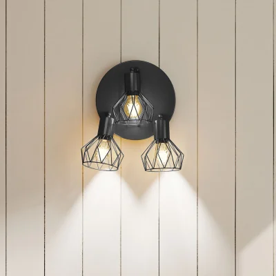 The Range 3-Way Spotlight Ceiling Light Adjustable Vintage Black E14 Metal Fixture - Black