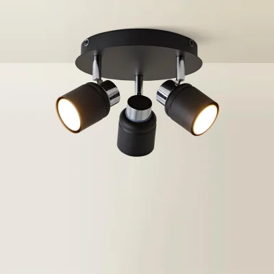 The Range Benton 3 Way Round IP44 Bathroom Ceiling Spotlight - Black / 0