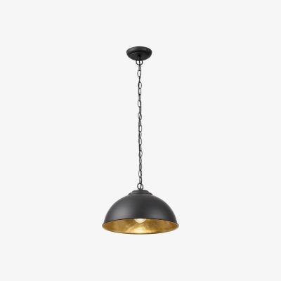 The Range Colman 1 Light Dome Ceiling Pendant Matt Black, Gold Leaf, E27 - Matt Black