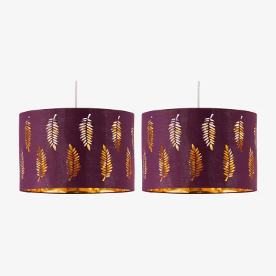 The Range Set Of 2 Fern Burgundy Cut Out 25cm Pendant Lightshades - Burgundy