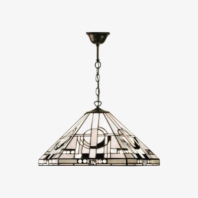 The Range Metropolitan 1 Light Medium Ceiling Pendant Dark Bronze, Tiffany glass, E27 - Dark Bronze