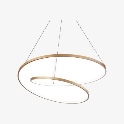 The Range OZ Dimmable Swirl Integrated LED Pendant Ceiling Light - Brushed Brass / 60cm