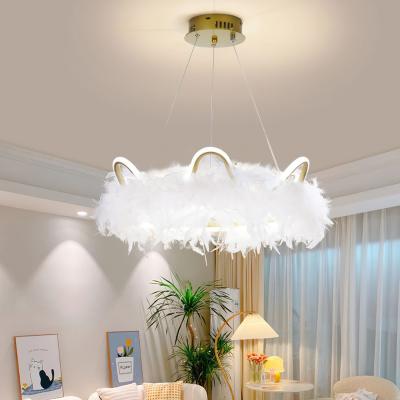 The Range Crown Shaped Feather LED Pendant Light - White