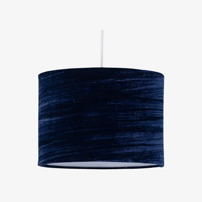 The Range Navy Blue Crushed Velvet 25cm Pendant Lightshade - Blue